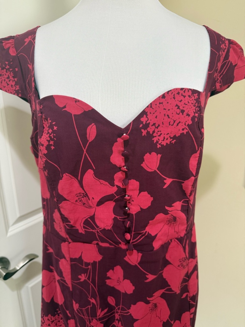 Anthropologie Red Floral Midi Dress - Picture 5 of 12